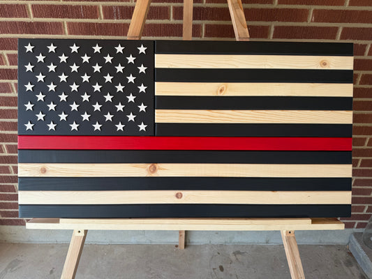 XL, Service Flag Thin Red Line. Handmade American Flag #XL0045. New