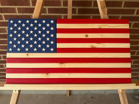 Medium Vibrant Red, White & Blue, Handmade Flag #M0042. New