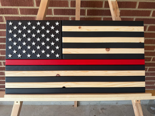 Medium, Service Flag Thin Red Line. Handmade American Flag #M0043 New