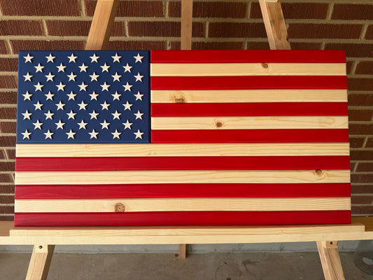 Medium Vibrant Red, White & Blue, Handmade Flag #M0046 New