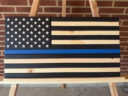 Medium, Service Flag Thin Blue Line. Handmade American Flag #M0044. New