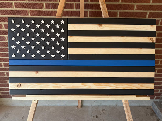 XL, Service Flag Thin Blue Line. Handmade American Flag #XL0046. New