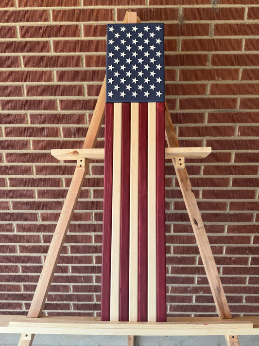 Medium Long Subtle Red, white & Blue. Handcrafted American Flag #ML0007 New