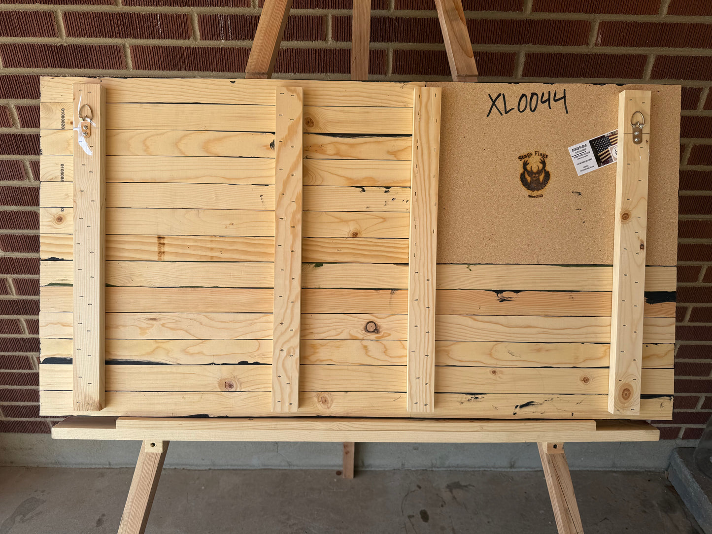 Handcrafted Wooden American Flag #XL0044 | XL 42"x22" Thin Green Line | Veteran-Owned | Stags Flags