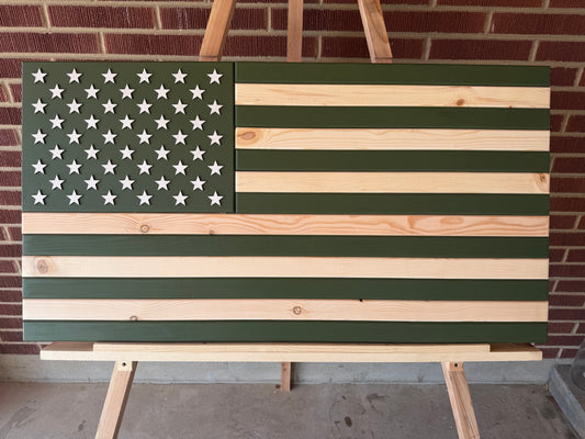 XL, Service Green Flag. Handmade American Flag #XL0047. New