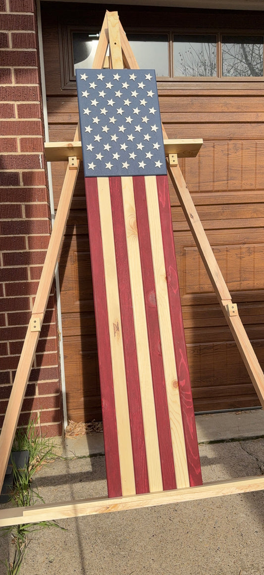 XL Long Subtle Red, White & Blue. Handmade American Flag #XLL0006