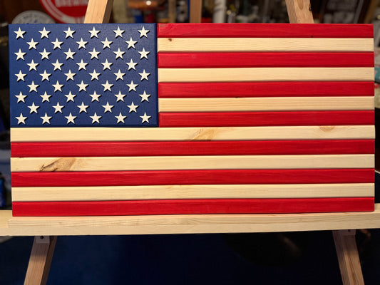 Medium Vibrant Red, White & Blue, Handmade Flag #M0020.  New