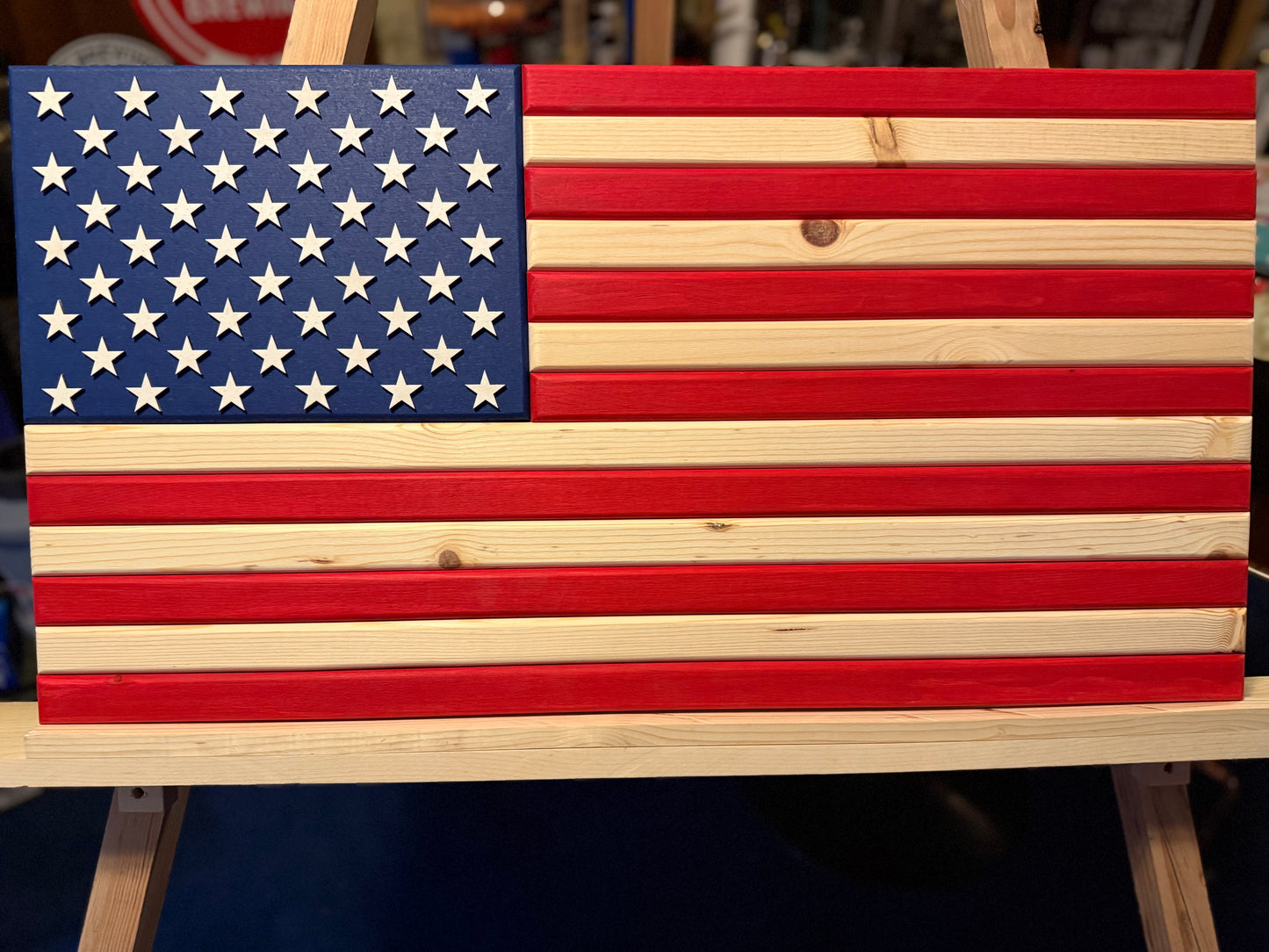 Medium Vibrant Red, White & Blue, Handmade Flag #M0022.  New