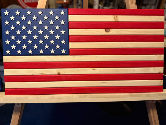 Medium Vibrant Red, White & Blue, Handmade Flag #M0022.  New