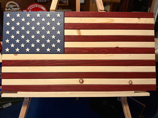 XL Subtle Red, White & Blue. Handcrafted Wooden American Flag #XL0035 New
